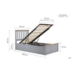 Birlea Phoenix Ottoman Storage Bed Frame in Grey - Size: Single - thumbnail 9