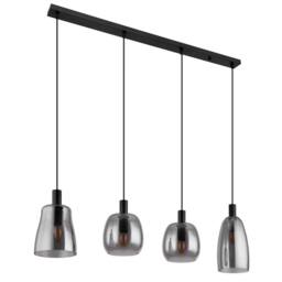 Netlighting Garri Bar Pendant Ceiling Light Matt Black Smoke Glass Shade 4x E14 - thumbnail 2