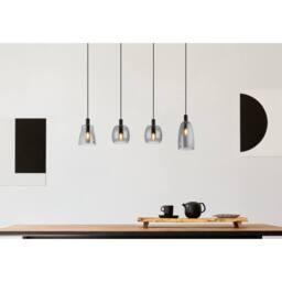 Netlighting Garri Bar Pendant Ceiling Light Matt Black Smoke Glass Shade 4x E14 - thumbnail 5
