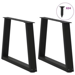 Berkfield Home Dining Table Legs V-Shape 2 pcs Black 70x(42-43.3) cm Steel - thumbnail 3