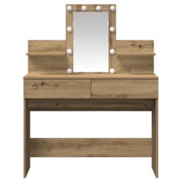 Berkfield Home Dressing Table with LED Artisan Oak 100x40x130 cm in Brown - Size: 100 x 40 x 130 cm - thumbnail 7