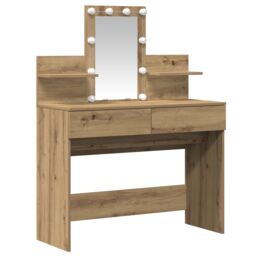 Berkfield Home Dressing Table with LED Artisan Oak 100x40x130 cm in Brown - Size: 100 x 40 x 130 cm - thumbnail 2