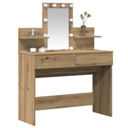 Berkfield Home Dressing Table with LED Artisan Oak 100x40x130 cm in Brown - Size: 100 x 40 x 130 cm - thumbnail 3