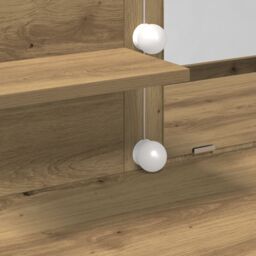 Berkfield Home Dressing Table with LED Artisan Oak 100x40x130 cm in Brown - Size: 100 x 40 x 130 cm - thumbnail 9