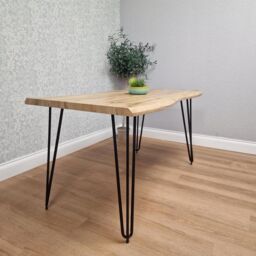 KOSY KOALA Wooden Dining Table With Metal Hairpin Legs for Dining Room, Work, or Study (Length 117 cm) in Brown - thumbnail 2