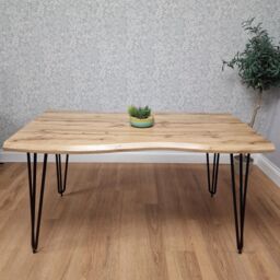 KOSY KOALA Wooden Dining Table With Metal Hairpin Legs for Dining Room, Work, or Study (Length 117 cm) in Brown - thumbnail 6