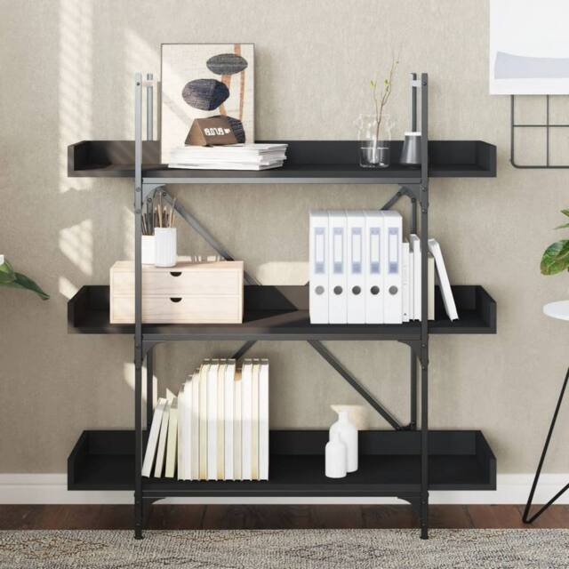 Berkfield Home Decorative Bookcase 3-Tier Black 100x33x108.5 cm Engineered Wood - image 1