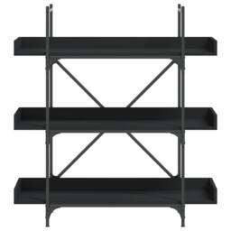 Berkfield Home Decorative Bookcase 3-Tier Black 100x33x108.5 cm Engineered Wood - thumbnail 4