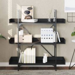 Berkfield Home Decorative Bookcase 3-Tier Black 100x33x108.5 cm Engineered Wood - thumbnail 1