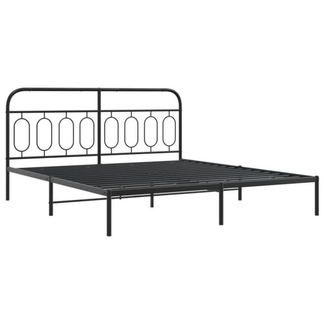 Berkfield Home Metal Bed Frame without Mattress with Footboard Black 183x213cm - Size: 183x213 cm - image 1