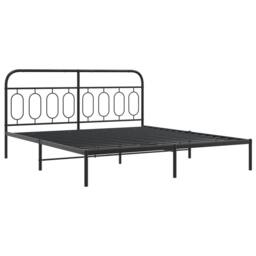 Berkfield Home Metal Bed Frame without Mattress with Footboard Black 183x213cm - Size: 183x213 cm - thumbnail 1