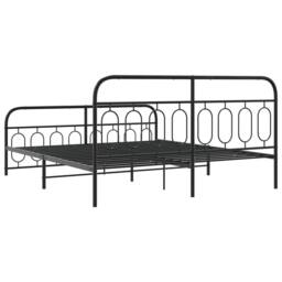 Berkfield Home Metal Bed Frame without Mattress with Footboard Black 183x213cm - Size: 183x213 cm - thumbnail 6