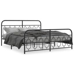 Berkfield Home Metal Bed Frame without Mattress with Footboard Black 183x213cm - Size: 183x213 cm - thumbnail 3