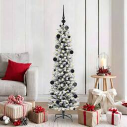 Berkfield Home Stunning Artificial Christmas Tree with 150 LEDs Green & white - thumbnail 2