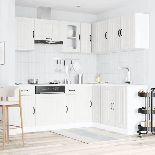 Berkfield Home Elegant 11 Piece Kitchen Cabinet Set Kalmar White Engineered Wood - image 1