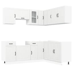 Berkfield Home Elegant 11 Piece Kitchen Cabinet Set Kalmar White Engineered Wood - thumbnail 3