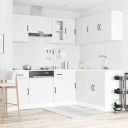 Berkfield Home Elegant 11 Piece Kitchen Cabinet Set Kalmar White Engineered Wood - thumbnail 1