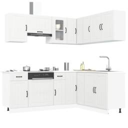 Berkfield Home Elegant 11 Piece Kitchen Cabinet Set Kalmar White Engineered Wood - thumbnail 2