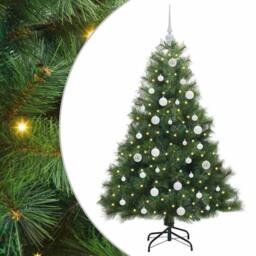 Berkfield Home Artificial Christmas Tree with 150 LEDs Green 150 cm PE & PVC - thumbnail 2