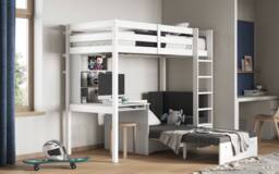 Noomi Eino High Sleeper with Futon Sofa & Desk in Black - Size: EU Single