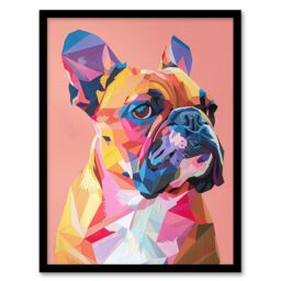 "Artery8 Dog Lover Geometric French Bulldog Portrait Framed Art Print - Size: W12"" x H16""" - thumbnail 1
