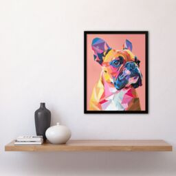 "Artery8 Dog Lover Geometric French Bulldog Portrait Framed Art Print - Size: W12"" x H16""" - thumbnail 4