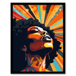 Artery8 Artwork Of Black Woman Announcing She Is Strong Starburst Art Print Framed Poster Wall Decor - Size: A4 - thumbnail 1