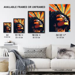 Artery8 Artwork Of Black Woman Announcing She Is Strong Starburst Art Print Framed Poster Wall Decor - Size: A4 - thumbnail 3