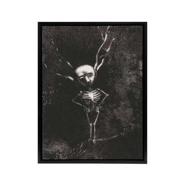 "Artery8 Pale Figure in Maze of Branches Redon Vintage Framed Canvas Wall Art in Grey - Size: W12"" x H16""" - image 1
