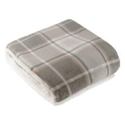 Wylder Nature Braemar Sherpa Tartan Fleece Throw in Beige - Size: 140 cm x 180 cm - thumbnail 2