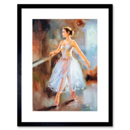 "Artery8 Wall Art Print Ballet Dancing Barre Painting Art Framed 9x7 inch in Black - Size: W7"" x H9""" - thumbnail 1