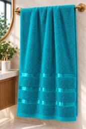 Dyzi 8 Piece Soft Towel Bale Set - Bathroom Towels in Assorted Sizes in Teal - thumbnail 5