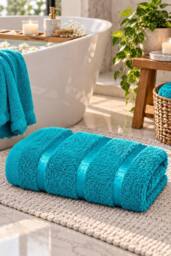 Dyzi 8 Piece Soft Towel Bale Set - Bathroom Towels in Assorted Sizes in Teal - thumbnail 2