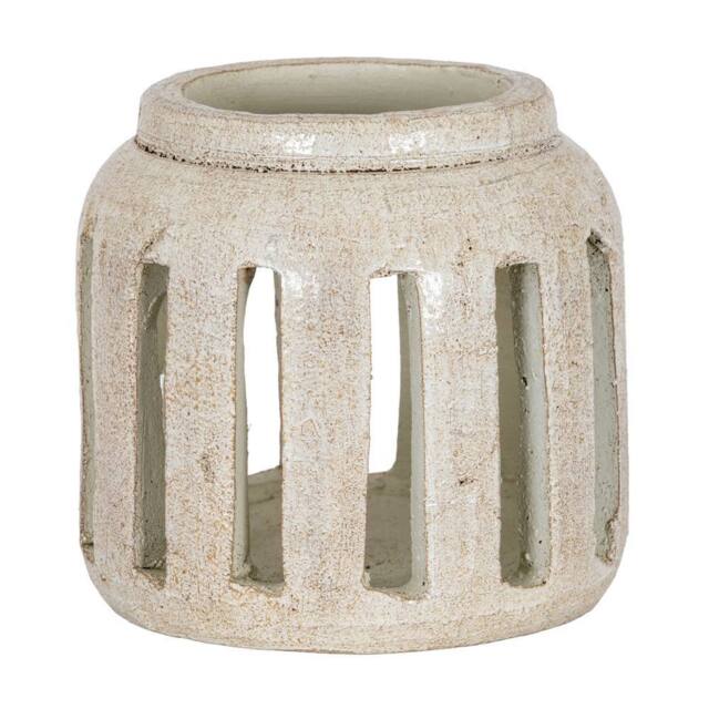 Hill Interiors Tarn Collection Ceramic Candle Holder 24cm x 26cm x 26cm in White - Size: 24 cm x 26 cm x 26 cm - image 1