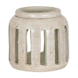 Hill Interiors Tarn Collection Ceramic Candle Holder 24cm x 26cm x 26cm in White - Size: 24 cm x 26 cm x 26 cm - thumbnail 1