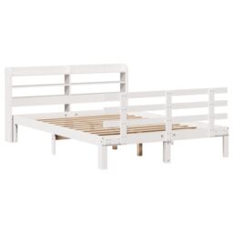 Berkfield Home Bed Frame with Headboard without Mattress White 140x190 cm - thumbnail 3
