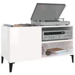 Berkfield Home Record Cabinet High Gloss White 84.5x38x48 cm Engineered Wood - thumbnail 4