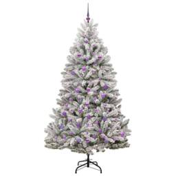 Berkfield Home Elegant Artificial Christmas Tree Green & White 210 cm PVC & Metal - thumbnail 4