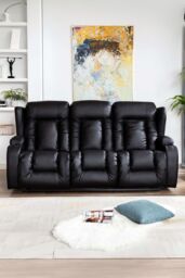 More4Homes Caesar 3 Seater Manual High Back Bonded Leather Recliner Sofa in Black - thumbnail 6