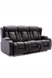 More4Homes Caesar 3 Seater Manual High Back Bonded Leather Recliner Sofa in Black - thumbnail 2