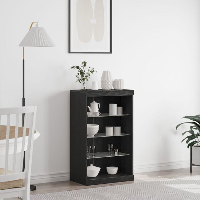 Berkfield Home Sideboard with LED Lights Black Oak 60, 5x37x100 cm - Size: 5 x 37 x 100 cm - image 1