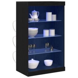 Berkfield Home Sideboard with LED Lights Black Oak 60, 5x37x100 cm - Size: 5 x 37 x 100 cm - thumbnail 3