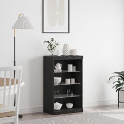 Berkfield Home Sideboard with LED Lights Black Oak 60, 5x37x100 cm - Size: 5 x 37 x 100 cm - thumbnail 1