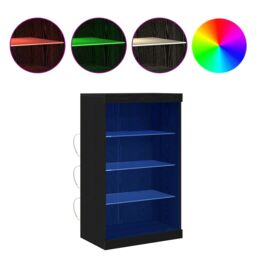 Berkfield Home Sideboard with LED Lights Black Oak 60, 5x37x100 cm - Size: 5 x 37 x 100 cm - thumbnail 4