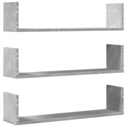 Berkfield Home Wall Shelves 3 pcs Concrete Grey 80x18x18 cm Engineered Wood - Size: 80 x 18 x 18 cm - thumbnail 6