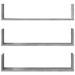 Berkfield Home Wall Shelves 3 pcs Concrete Grey 80x18x18 cm Engineered Wood - Size: 80 x 18 x 18 cm - thumbnail 4
