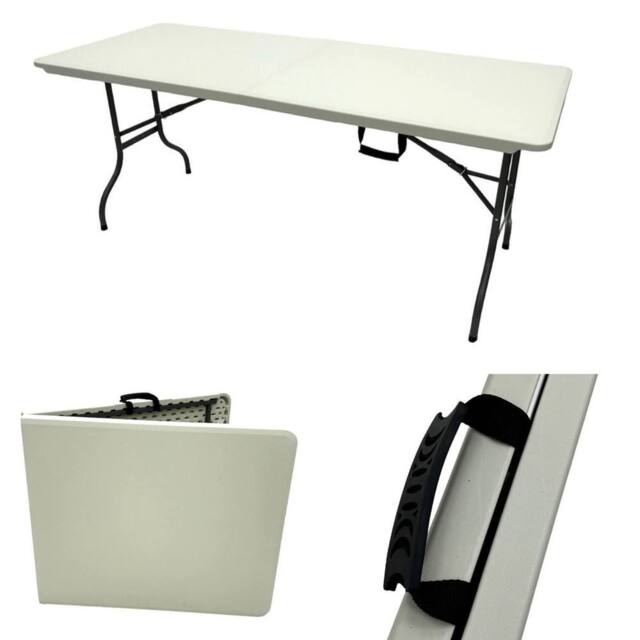 Kelvenix Plastic Folding Camping table, folding Blowmold table in White - Size: 0.6m2 - image 1