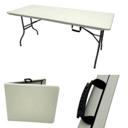 Kelvenix Plastic Folding Camping table, folding Blowmold table in White - Size: 0.6m2 - thumbnail 1