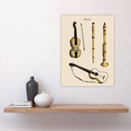 "Artery8 Violin Guitar & Flutes Musical Vintage Wall Art Print Poster in Beige - Size: W18"" x H24""" - thumbnail 4