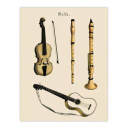 "Artery8 Violin Guitar & Flutes Musical Vintage Wall Art Print Poster in Beige - Size: W18"" x H24""" - thumbnail 1